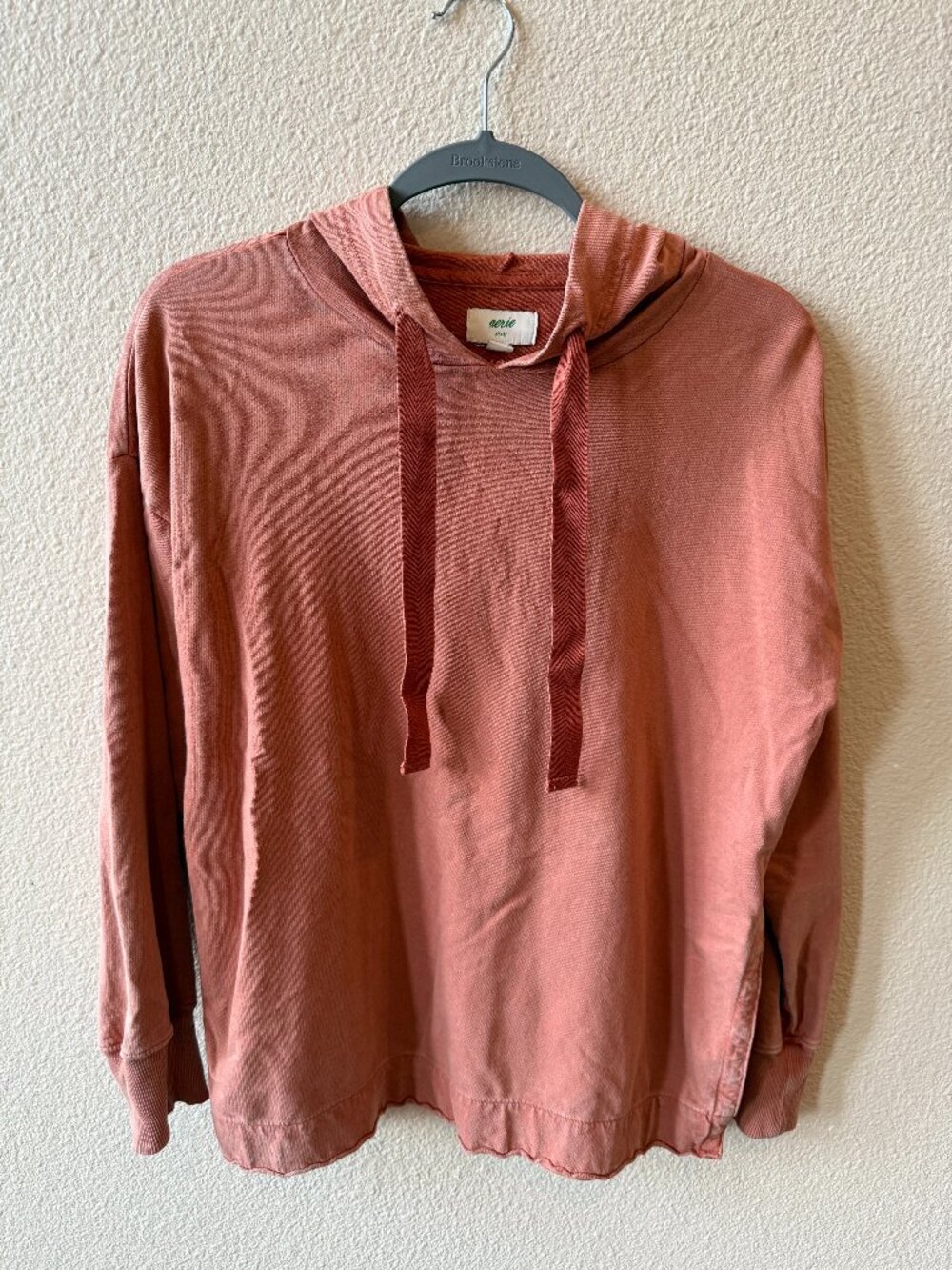 Aerie Desert Dust Oversized Waffle Knit High Low Side Slit Hoodie XS